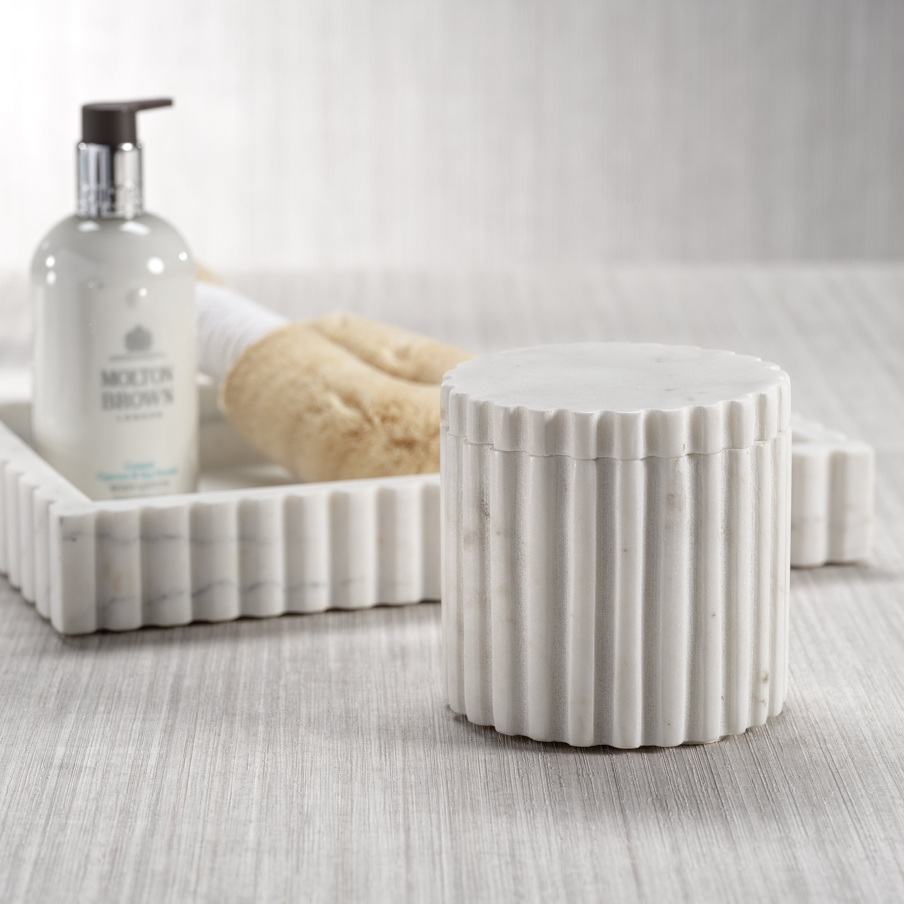 Image of Camogli Fluted Marble Lidded Canister