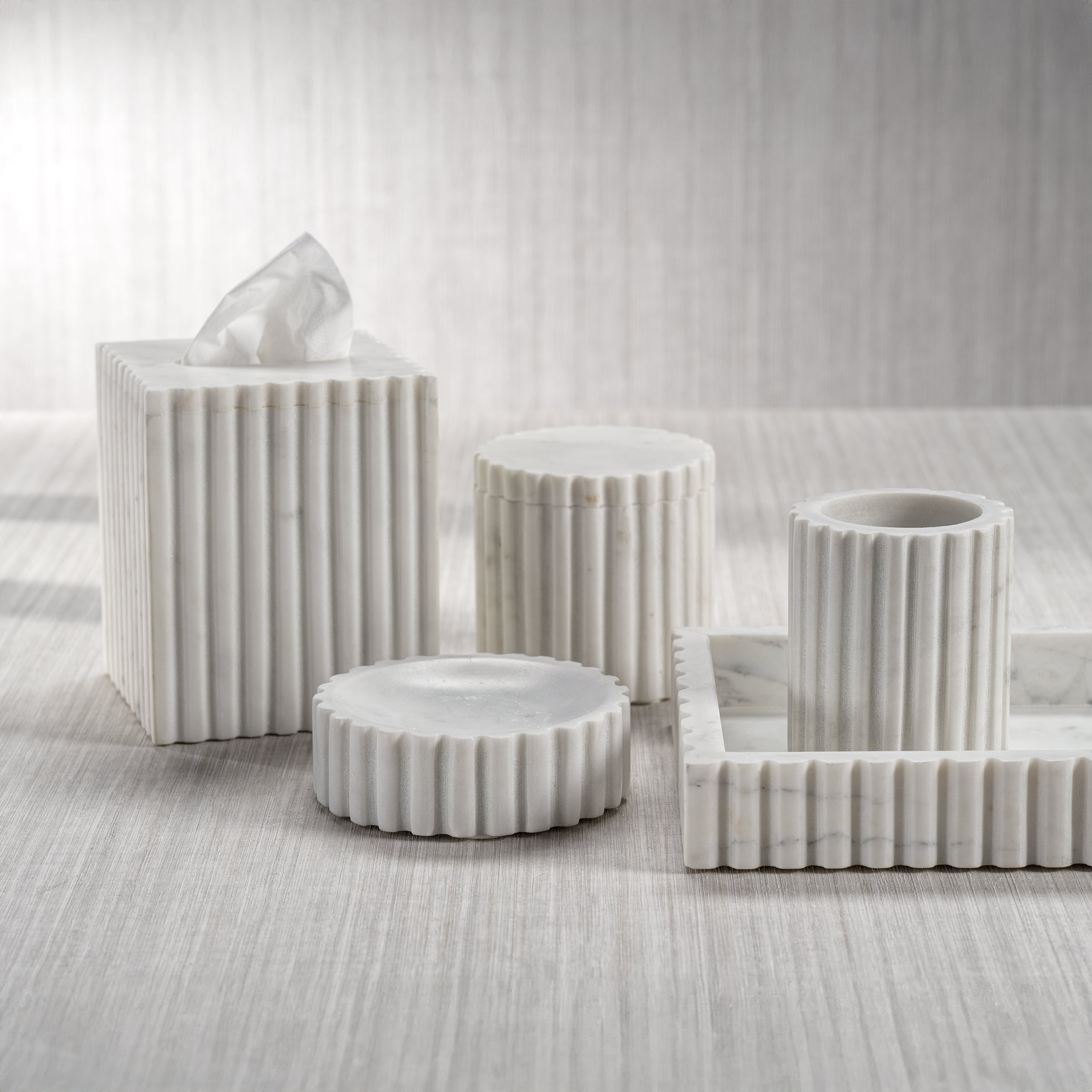 Image of Camogli Fluted Marble Lidded Canister