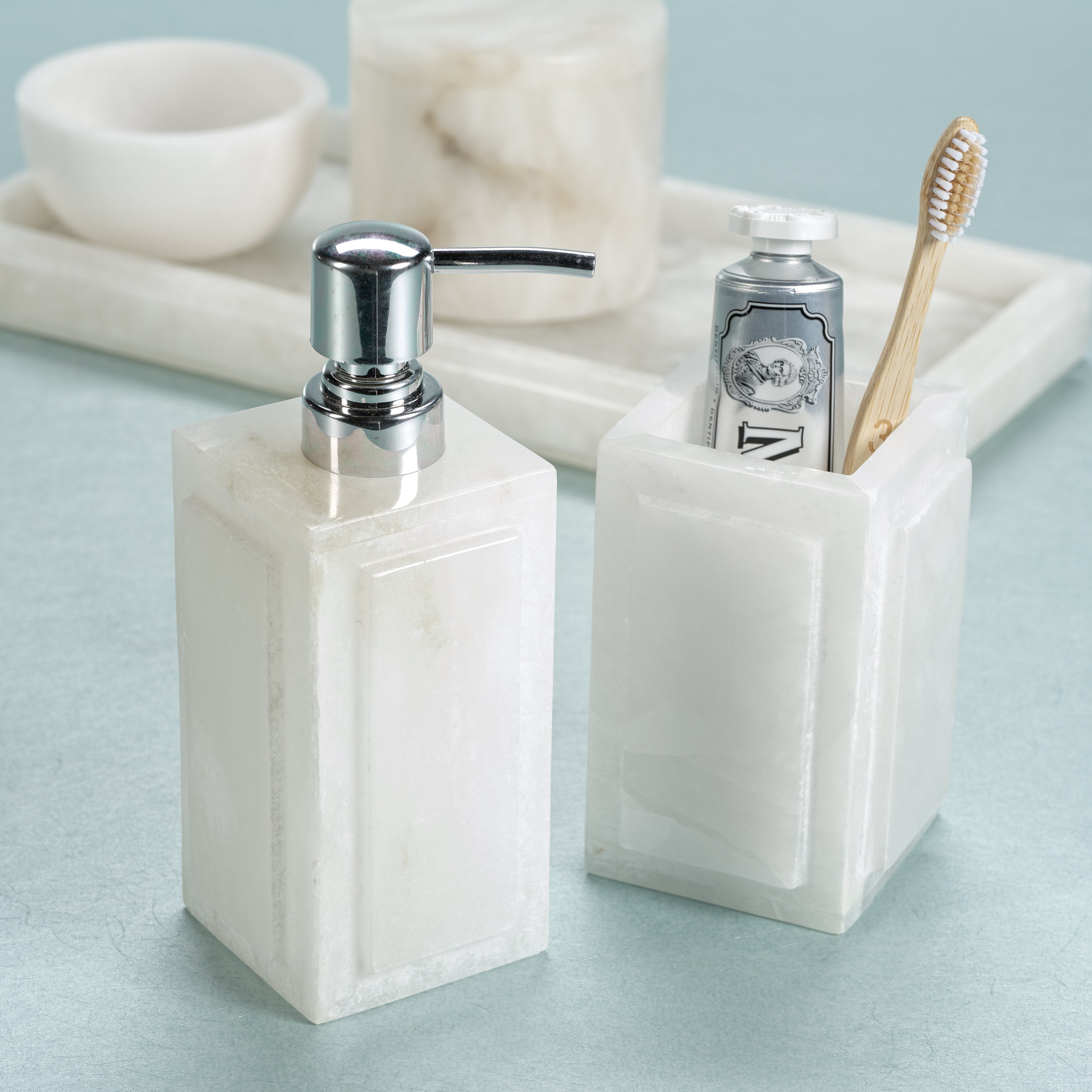 Image of Côte d'Azur Alabaster Lotion & Soap Dispenser