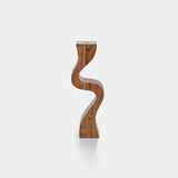 Image of Wave Crest Acacia Wood Taper Holder with Metal Trim