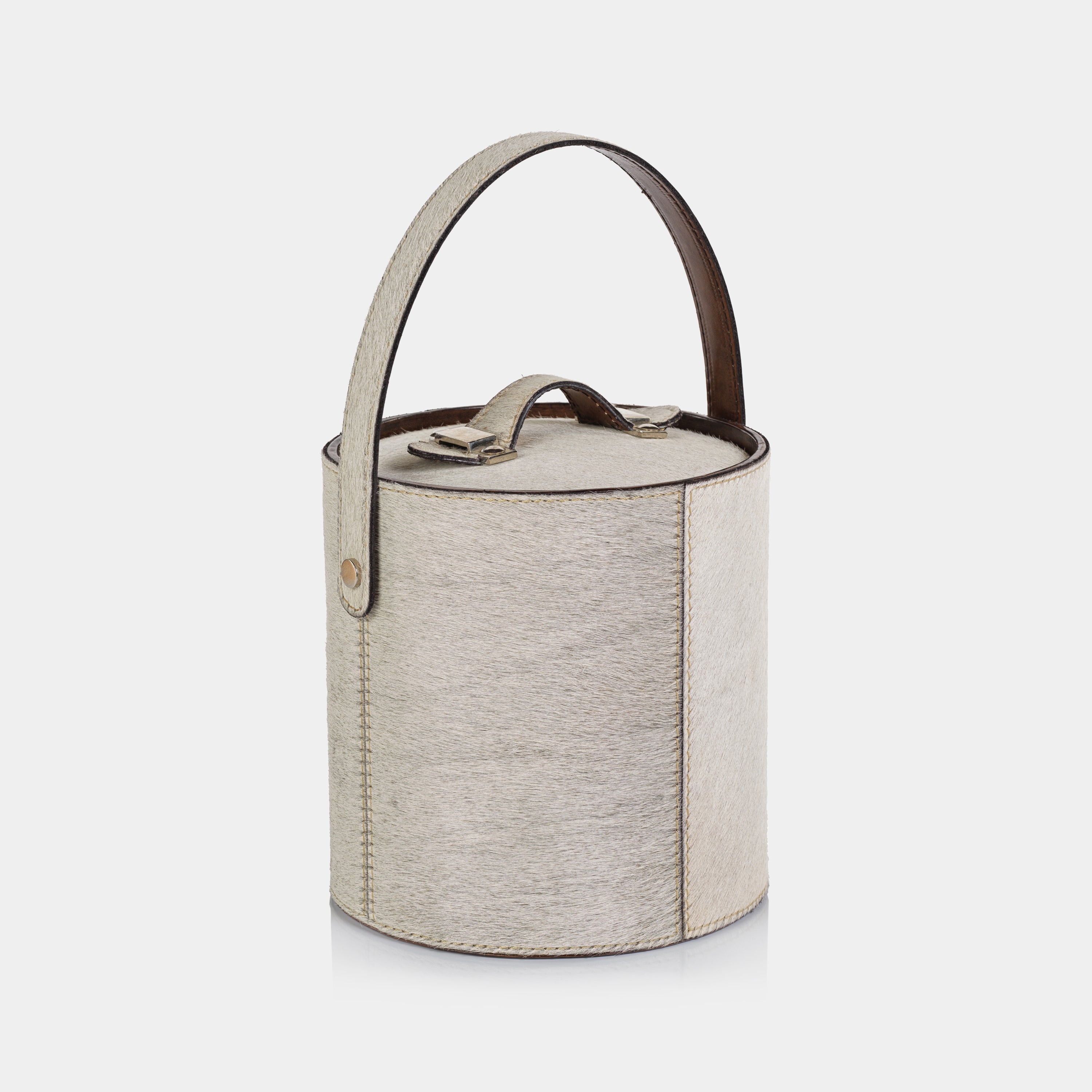 Image of St. Moritz Hair On Hide Leather Insulated Ice Bucket