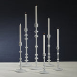 Lilou Matt White Metal Taper Candle Holder, 10 in