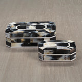 Baldur Black Horn Inlaid Decorative Box with Ivory Trim 11.25"