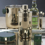 Spiga Stainless Steel Cocktail Shaker, Gold with Emerald Cap