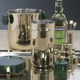 Spiga Stainless Steel Cocktail Shaker, Gold with Emerald Cap