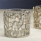 Coral Sea Brass Vase / Hurricane with Glass Insert - Nickel