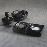 Marmora Marble Salt & Pepper Dish with Spoon in Black