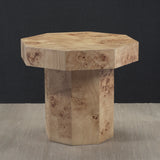 Burl Wood Octagon Side Table, Short