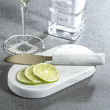 Marble Cutting Board with Cutting Knife - White