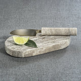 Marble Cutting Board with Cutting Knife, Travertine