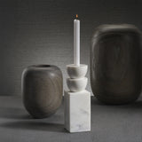 Stacked Design Marble Taper Candle Holder