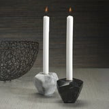 Pentagon Marble Taper Candle Holder, White