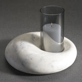 Omani Marble Base with Smoke Glass Hurricane