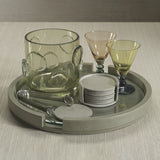 Ruvo 8-Piece Set Leather Coasters in Gray