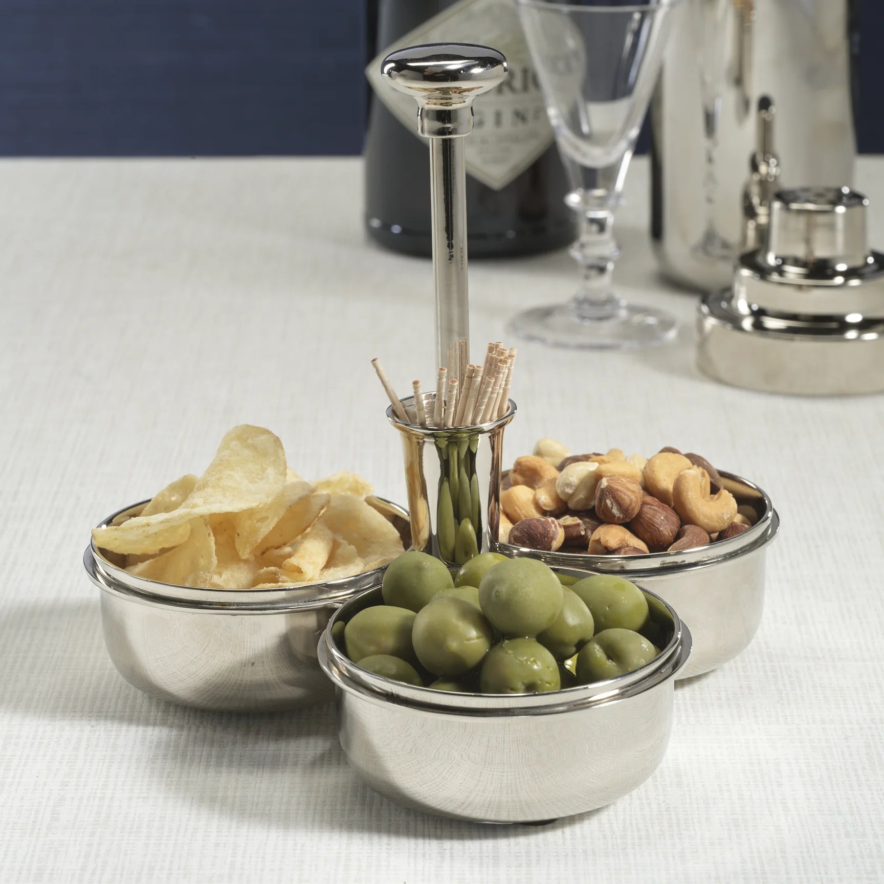 Basso Condiment Trio with Cocktail Pick Holder
