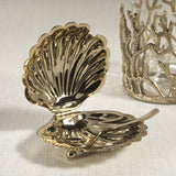 Côte d'Azur Fan Shell Lidded Bowl w/ Spoon in Gold