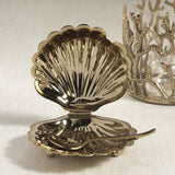 Côte d'Azur Fan Shell Lidded Bowl w/ Spoon in Gold