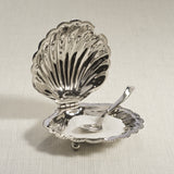 Côte d'Azur Fan Shell Lidded Bowl w/ Spoon in Nickel