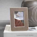Raffia Over Nappa Cream Leather Photo Frame, 4x6