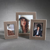 Raffia Over Nappa Cream Leather Photo Frame, 5x7
