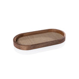 Banyan Mango Wood w/ Rattan Inlay Oval Tray