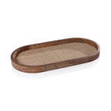Banyan Mango Wood w/ Rattan Inlay Oval Tray