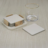 Sotto Leather with Burl Veneer Coaster Ivory