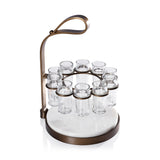 Tequilero 10-Piece Tequila Shot Set with Marble Cutting Board
