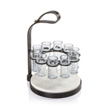 Tequilero 10-Piece Tequila Shot Set with Marble Cutting Board