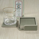 Nappa Leather 4-Piece Coaster Set on Tray