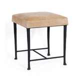 Corviglia Hair-On-Hide Leather Stool with Forged Iron Base by The Favorites