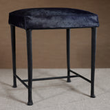 Corviglia Hair-On-Hide Leather Stool with Forged Iron Base