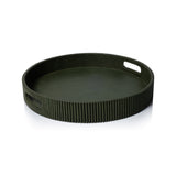 Round Fluted Green Leather Tray by The Favorites