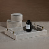 Arden Woven Suede Leather Tray with Brass Handles