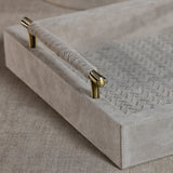 Arden Woven Suede Leather Tray with Brass Handles