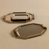 Polished Octagon Metal Serving Trays with Horn Handles - 14.75 in