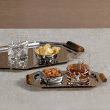 Polished Octagon Metal Serving Trays with Horn Handles - 11 in