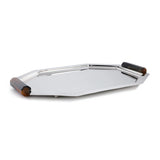 Polished Octagon Metal Serving Trays with Horn Handles - 17 in