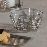 Forêt d’Hiver Glass & Metal Bowl, Silver