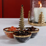 Forêt d’Hiver Silver Glass and Metal Trio Condiment Set, Gold