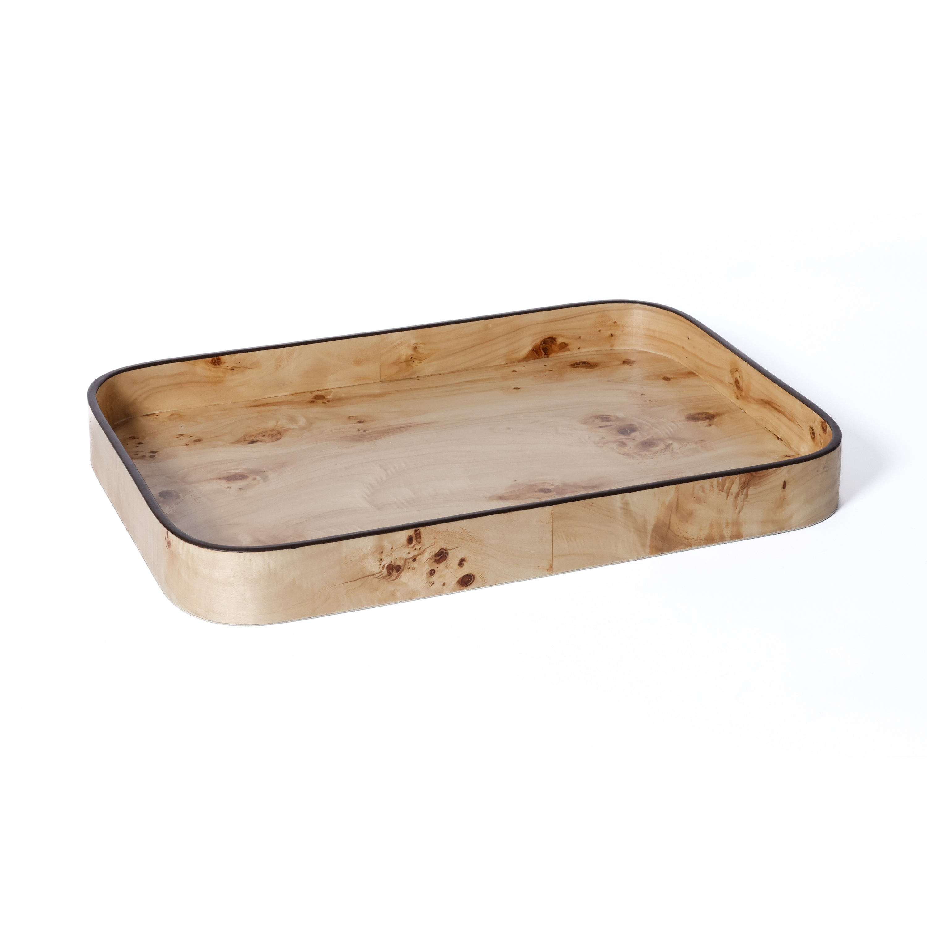 Valberg Burl Veneer Rectangular Rounded Serving Tray by The Favorites