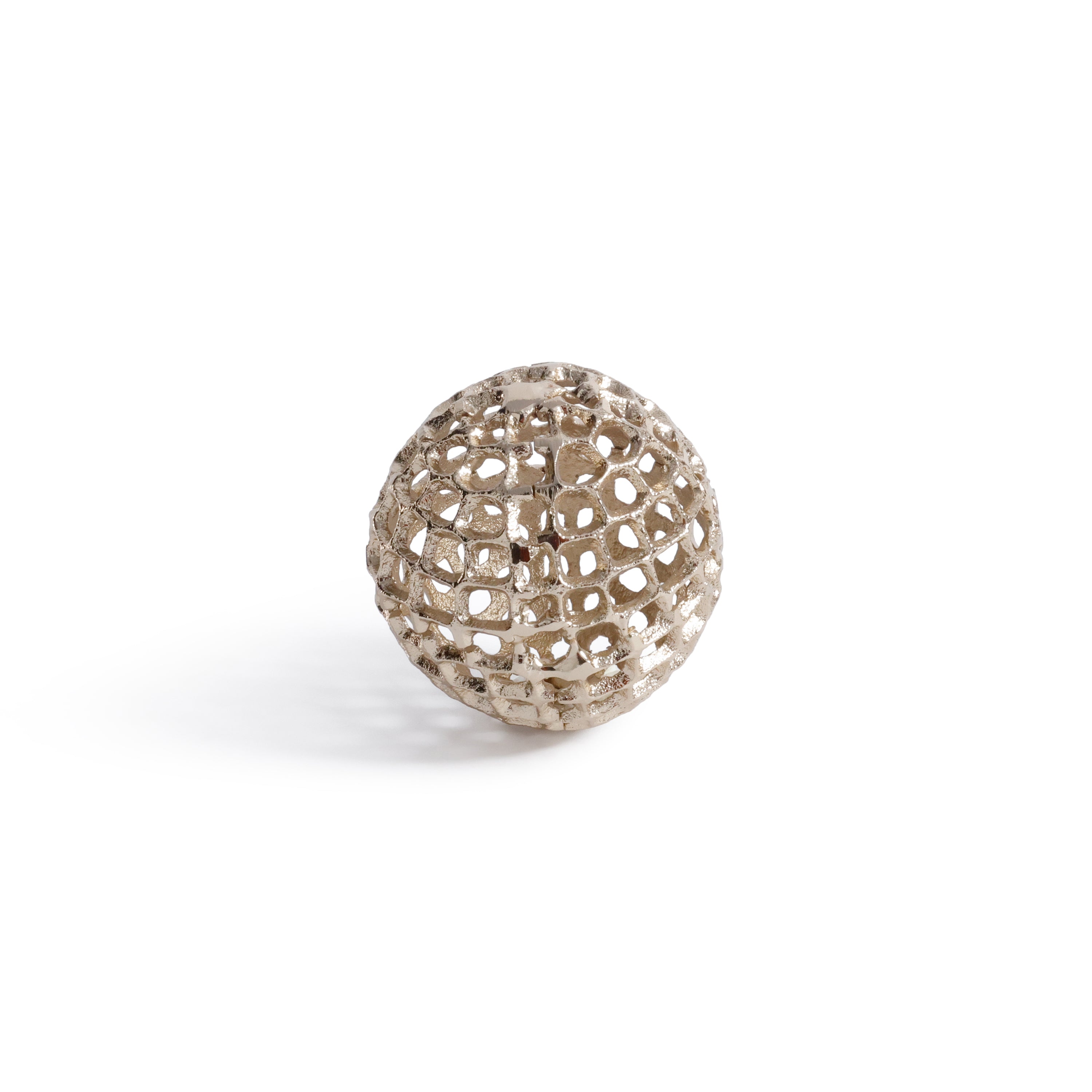 Reticolo Decorative Gold Metal Orbs, Set of 2, 4" by The Favorites