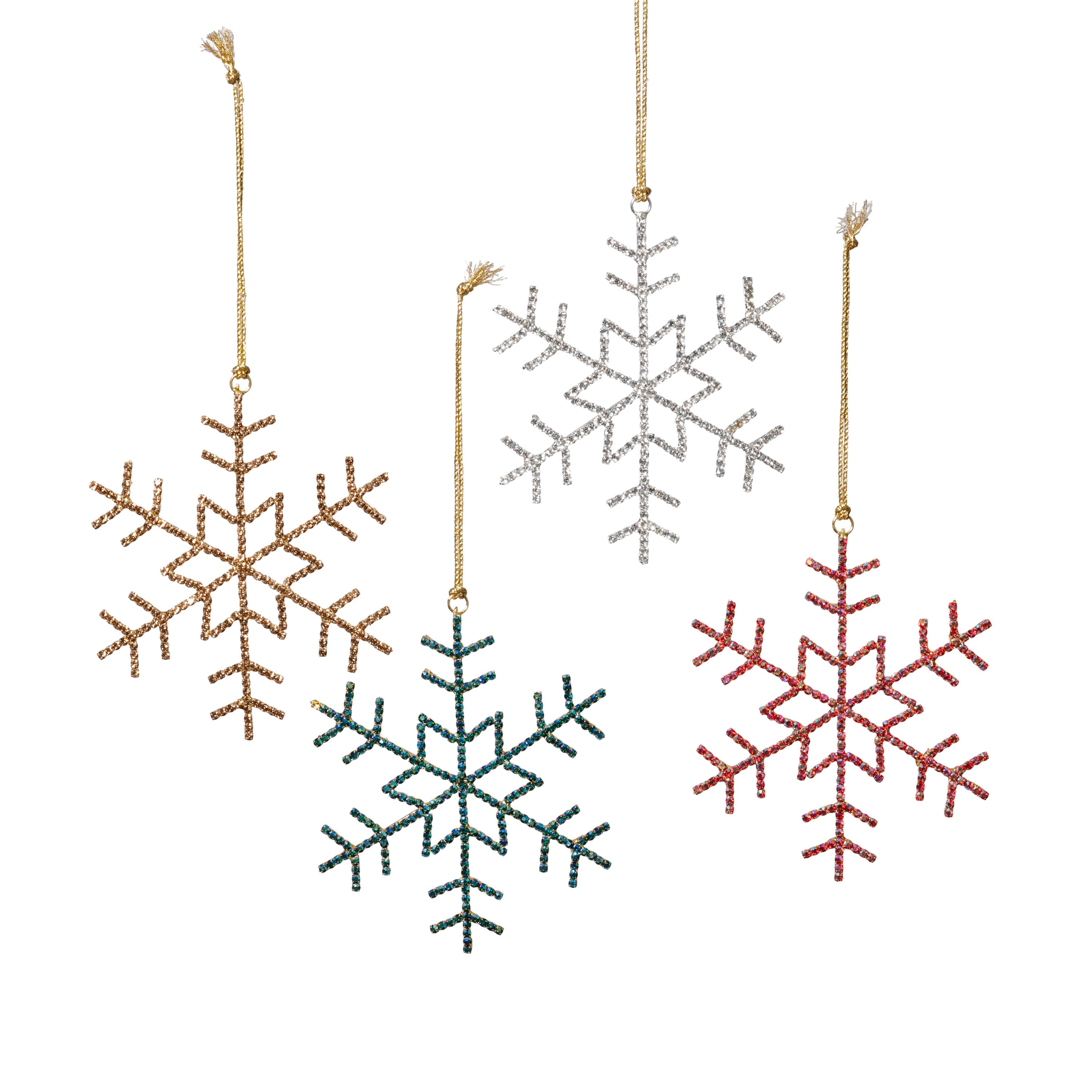 Holiday Snowflake Ornaments with Rhinestones, 12 Hanging Pieces (3 Sets of 4) by The Favorites