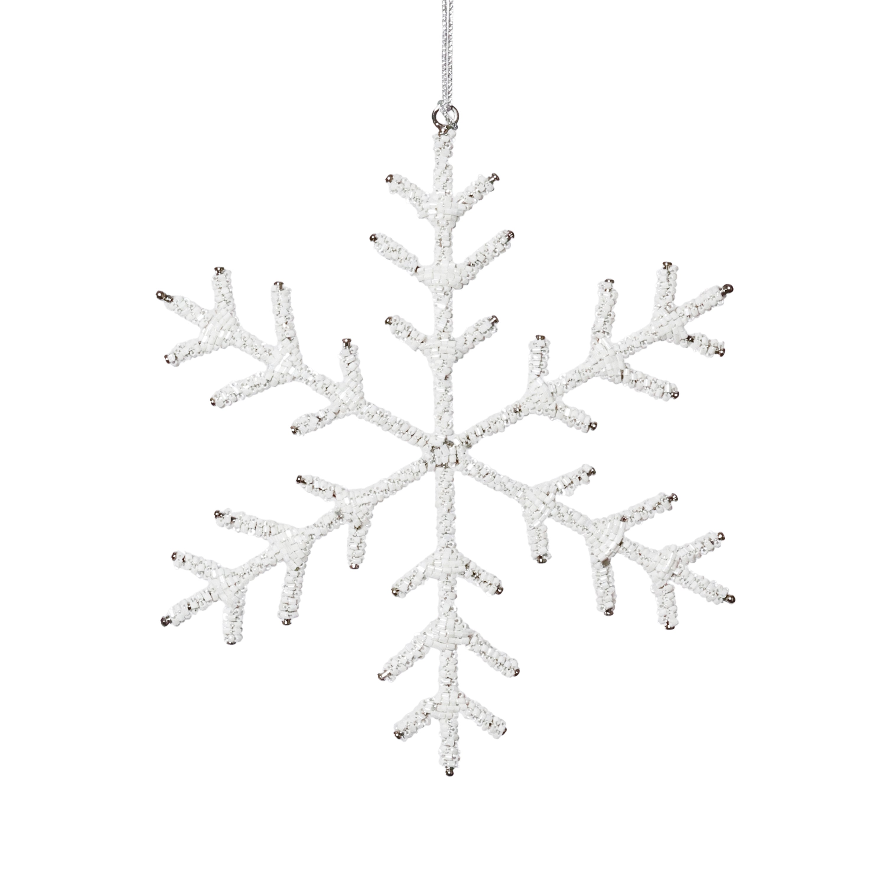Beaded Snowflake Christmas Hanging Décor Ornaments, Set of 12 by The Favorites