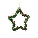 Festive Beaded Christmas Hanging Ornaments with Red Berries, Set of 12 by The Favorites
