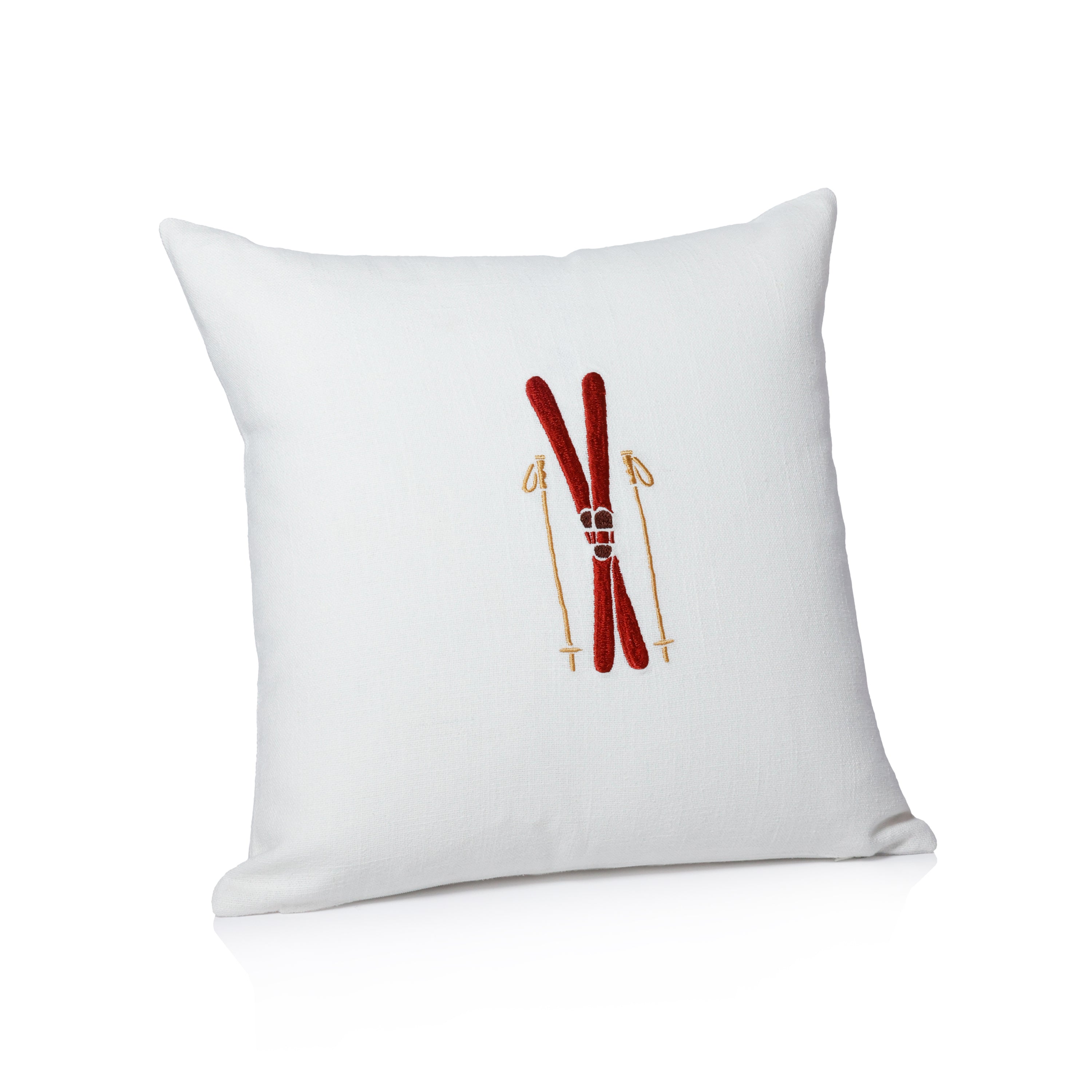 Ski Mountain Winter Scene Cotton Embroidered Throw Pillow, 16" x 16" by The Favorites