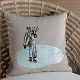 St. Moritz Glam Cotton Embroidered Throw Pillow, Waiter on Skates