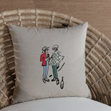 St. Mortiz Glam Cotton Chambray Throw Pillow - Après Ski - Sipping Champagne