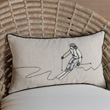 Suvretta Linen Embroidered Lumbar Throw Pillow, Skier