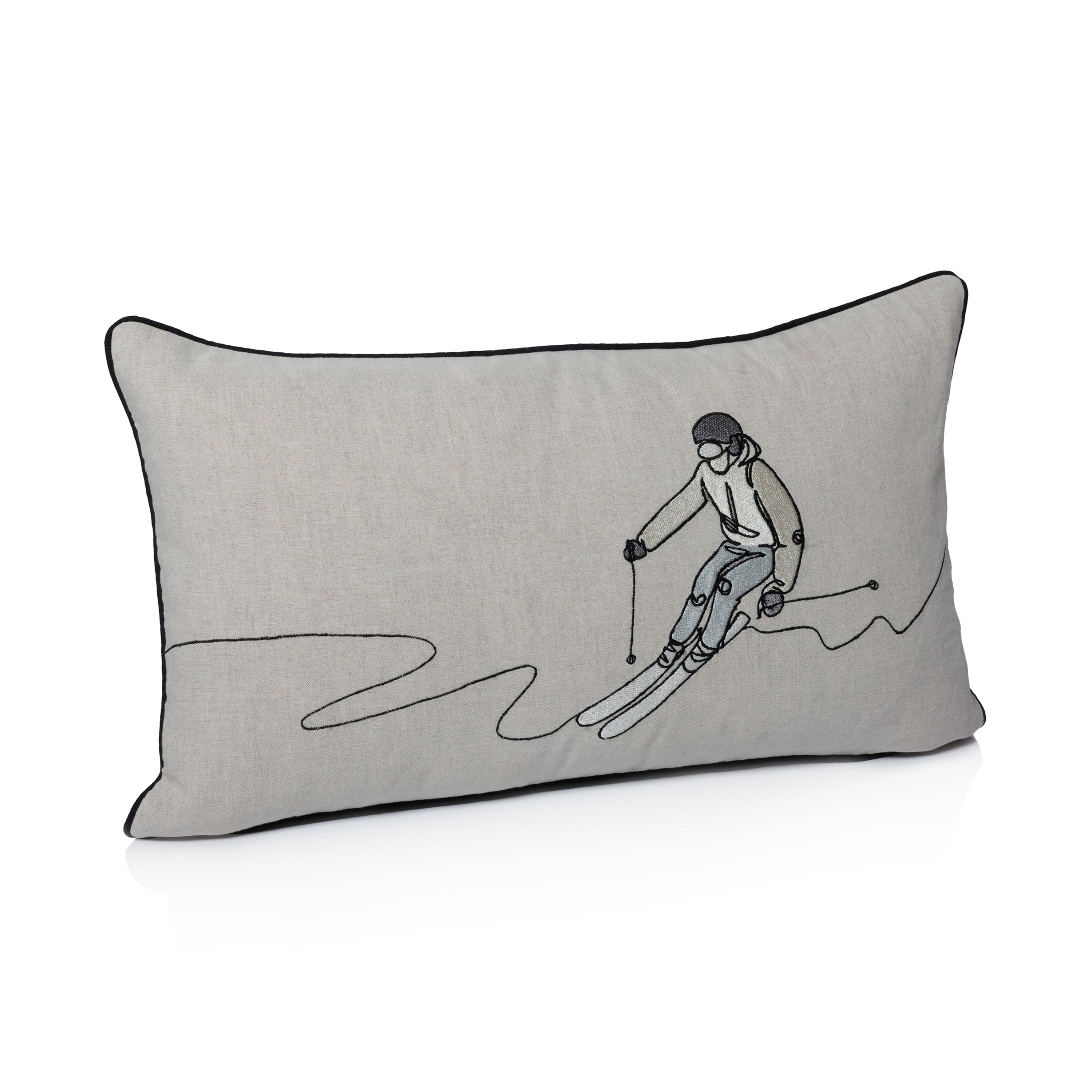 Suvretta Linen Embroidered Lumbar Throw Pillow by The Favorites